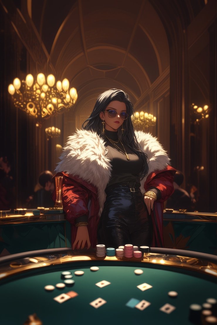 Tampilan meja Casino Hold'em dengan kartu dibuka secara bertahap